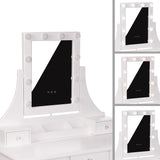 White MONICA vanity table with LED mirror + stool - BVShop