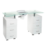 Manicure table with dust extractor hole BD-3425-1+O White - BVShop