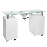 Manicure table with dust extractor hole BD-3425-1+O White - BVShop