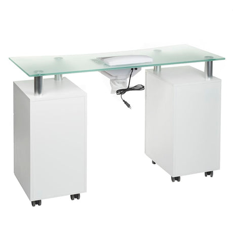 Manicure table with dust extractor hole BD-3425-1+O White - BVShop
