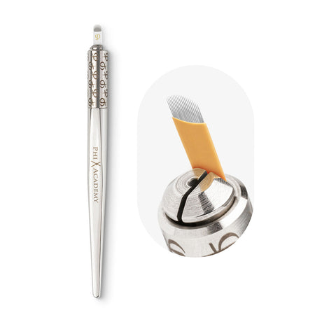 PhiBrows Universal Microblading Holder Silver on a light background