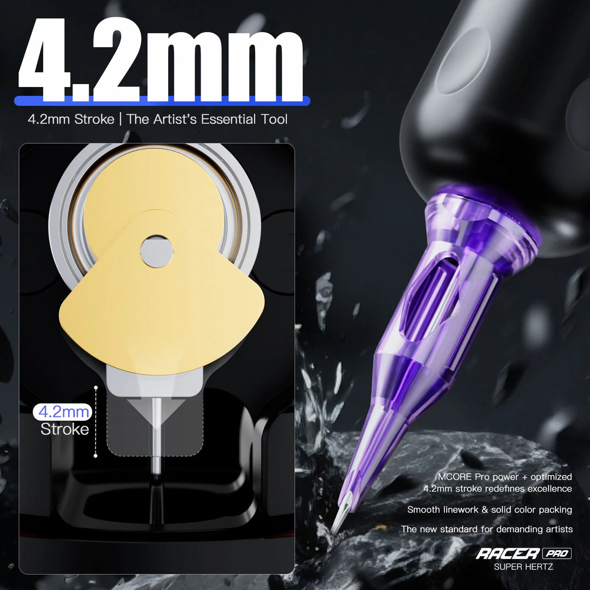 Mast Racer Pro Pink Wireless Tattoo Pen 4.2mm Stroke - BVShop