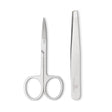 PhiBrows Stainless Steel Scissors & Tweezers on a light background