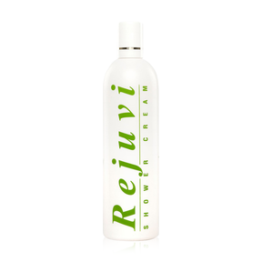 Rejuvi Shower Cream 360ml soap-free AHA body wash bottle with jojoba oil