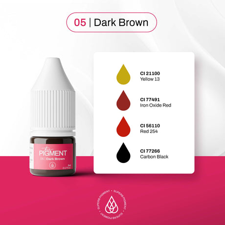 The Pigment 05 Dark Brown 5ml PMU pigment for powder brows and shading