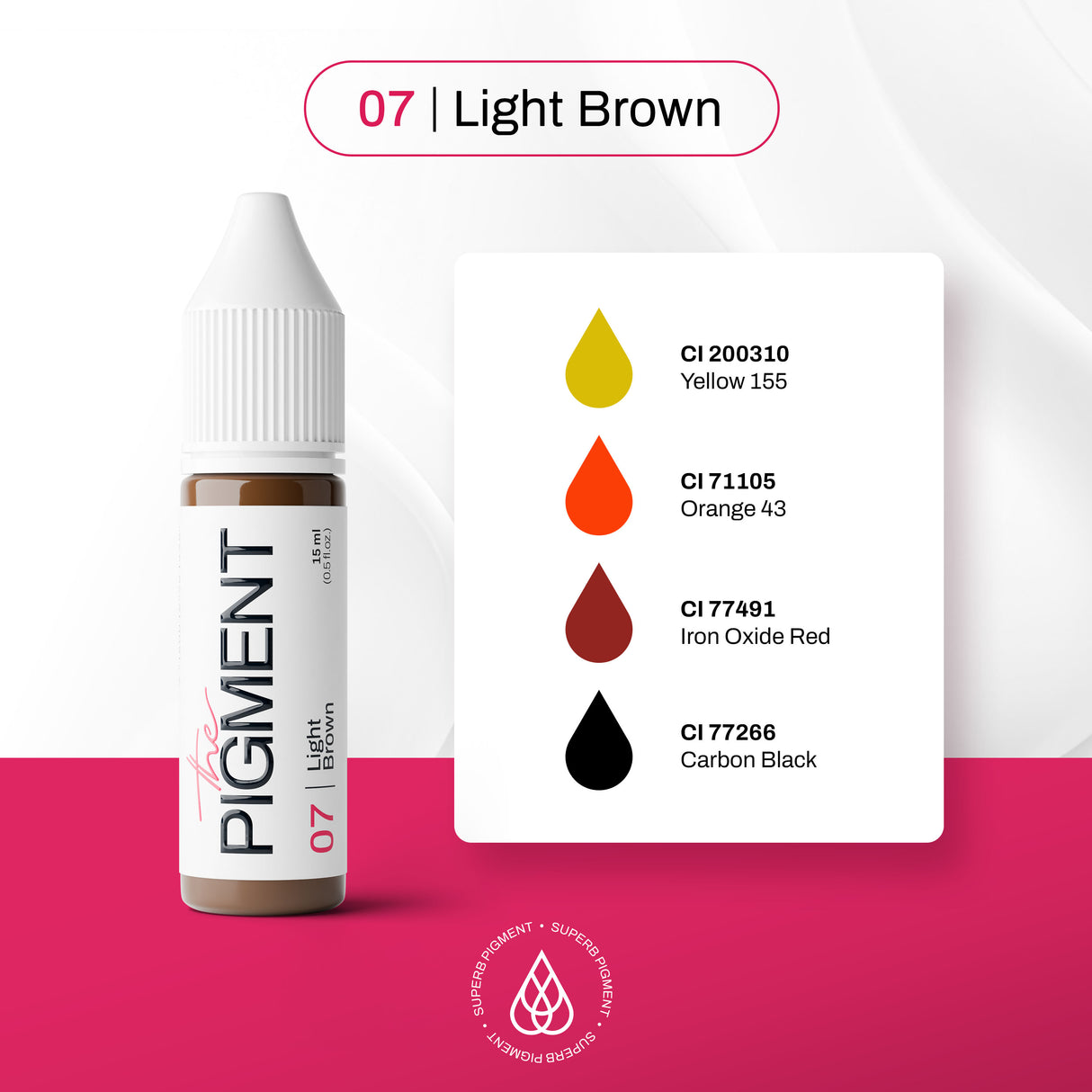 The Pigment 07 Light Brown hybrid PMU pigment for eyebrows