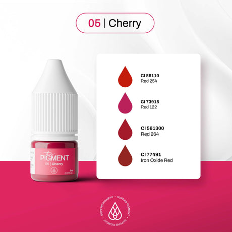 The Pigment 05 Cherry medium opacity lip pigment for natural PMU lip results
