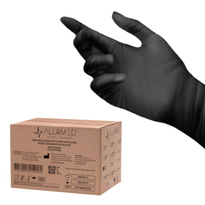 All4med disposable diagnostic nitrile gloves black S 10x100 pieces - BVShop