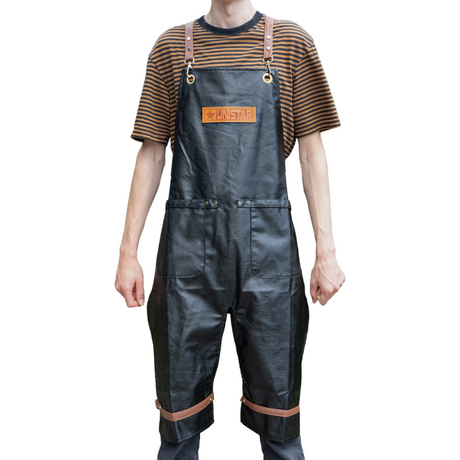 Unistar black tattoo apron with pockets and adjustable belt
