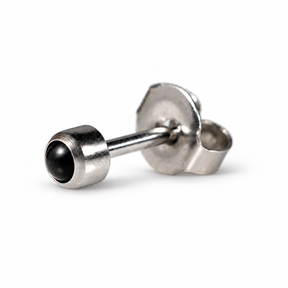 Caflon Blu Piercing Earrings Black Onyx Cabochon 4 mm (White Stainless Steel)