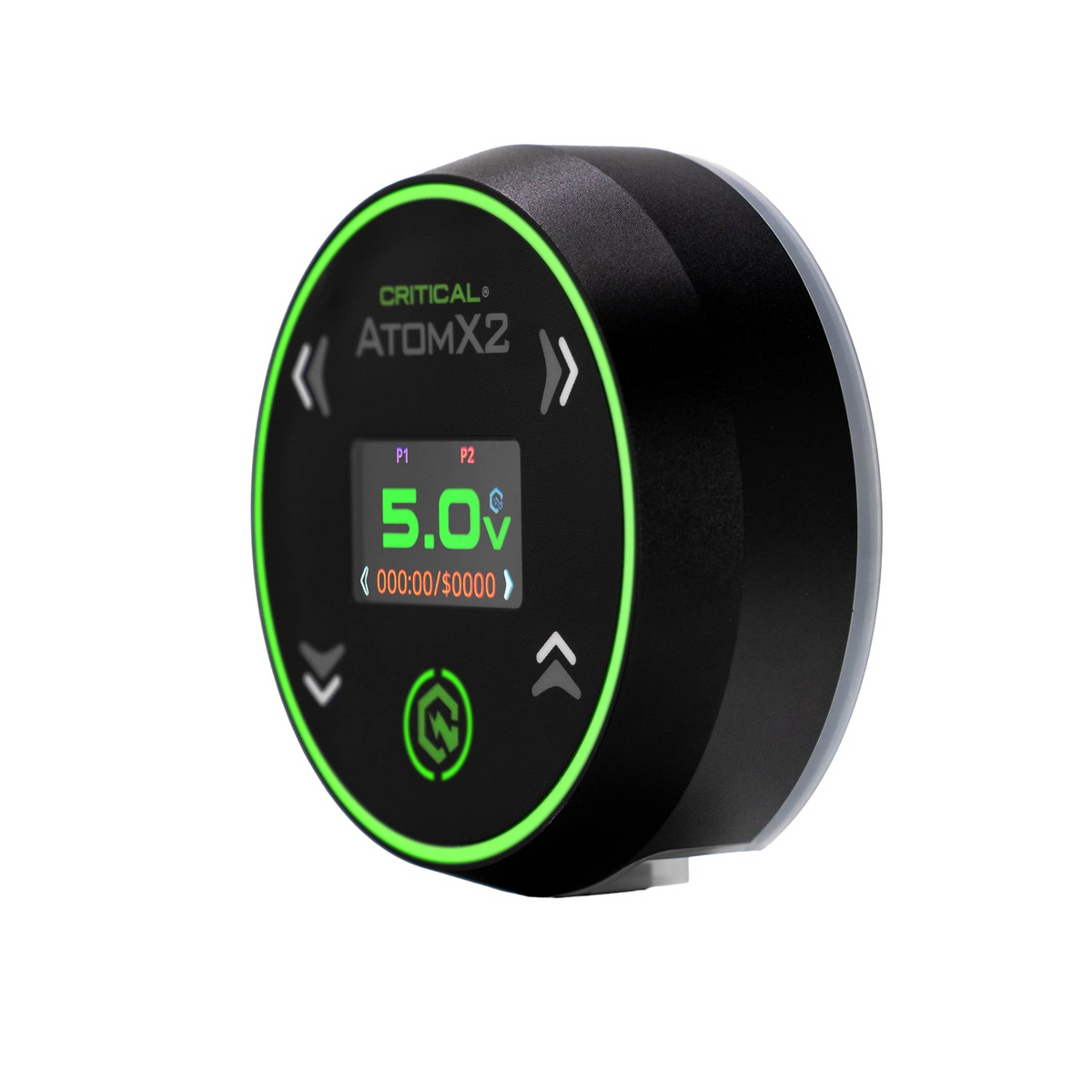 Critical Tattoo Atom X2 Zasilacz Czarny — widok pod kątem