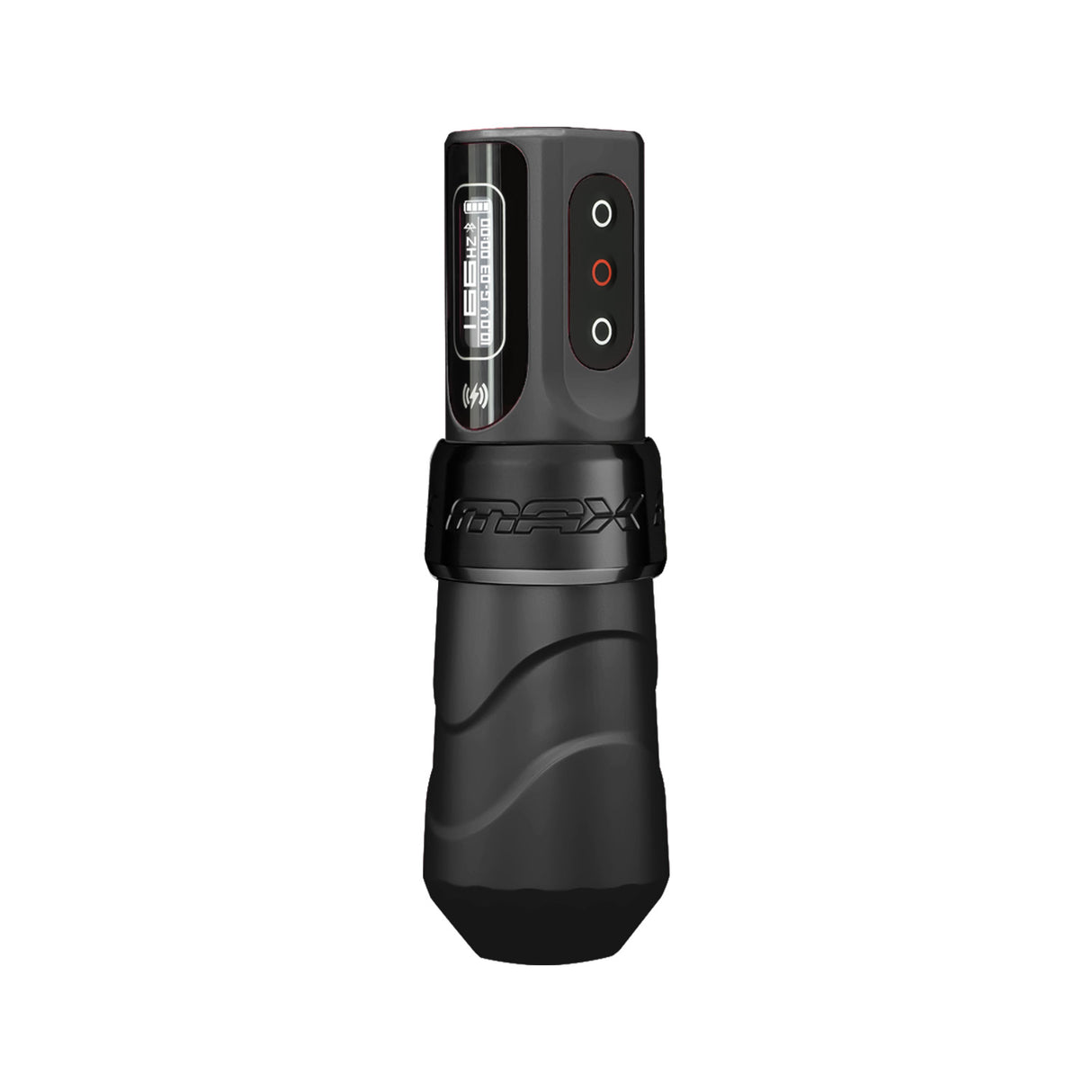 FK Irons Flux Max Black Ops tattoo machine angled view