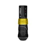 FK Irons Flux Max Gold/Stealth tattoo machine and PowerBolt II battery detail