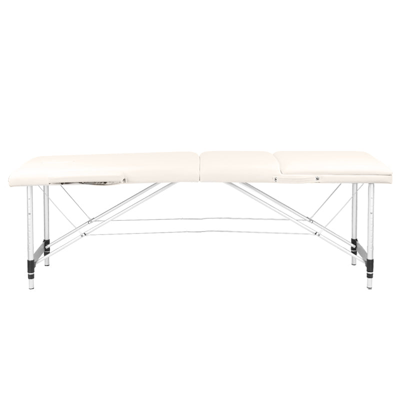 Folding massage table, aluminum comfort, 3-section cream - BVShop