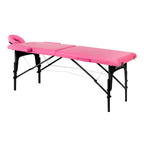 Folding massage table wooden Activ Fizjo comfort 2 segment pink black wood - BVShop