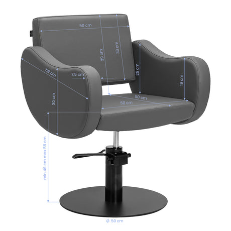 Gabbiano hairdressing chair Sewilla Gray black base - BVShop