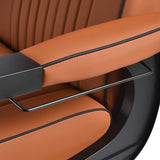 Gabbiano Levi barber chair with black frame brown without stitching at the back - BVShop