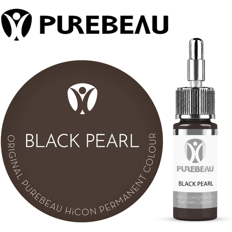 Purebeau Black Pearl 10ml HiCON, butelka pigmentu do brwi i próbka koloru