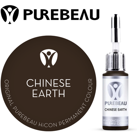 Purebeau Chinese Earth 10ml HiCON, butelka pigmentu do brwi i próbka koloru