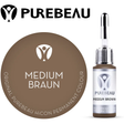 Purebeau Medium Brown 10ml HiCON, butelka pigmentu do brwi i próbka koloru