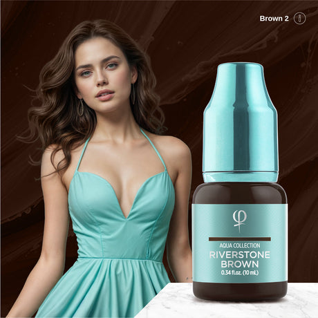 PhiAcademy PMU Aqua Riverstone Brown Pigment 10ml — product colour presentation