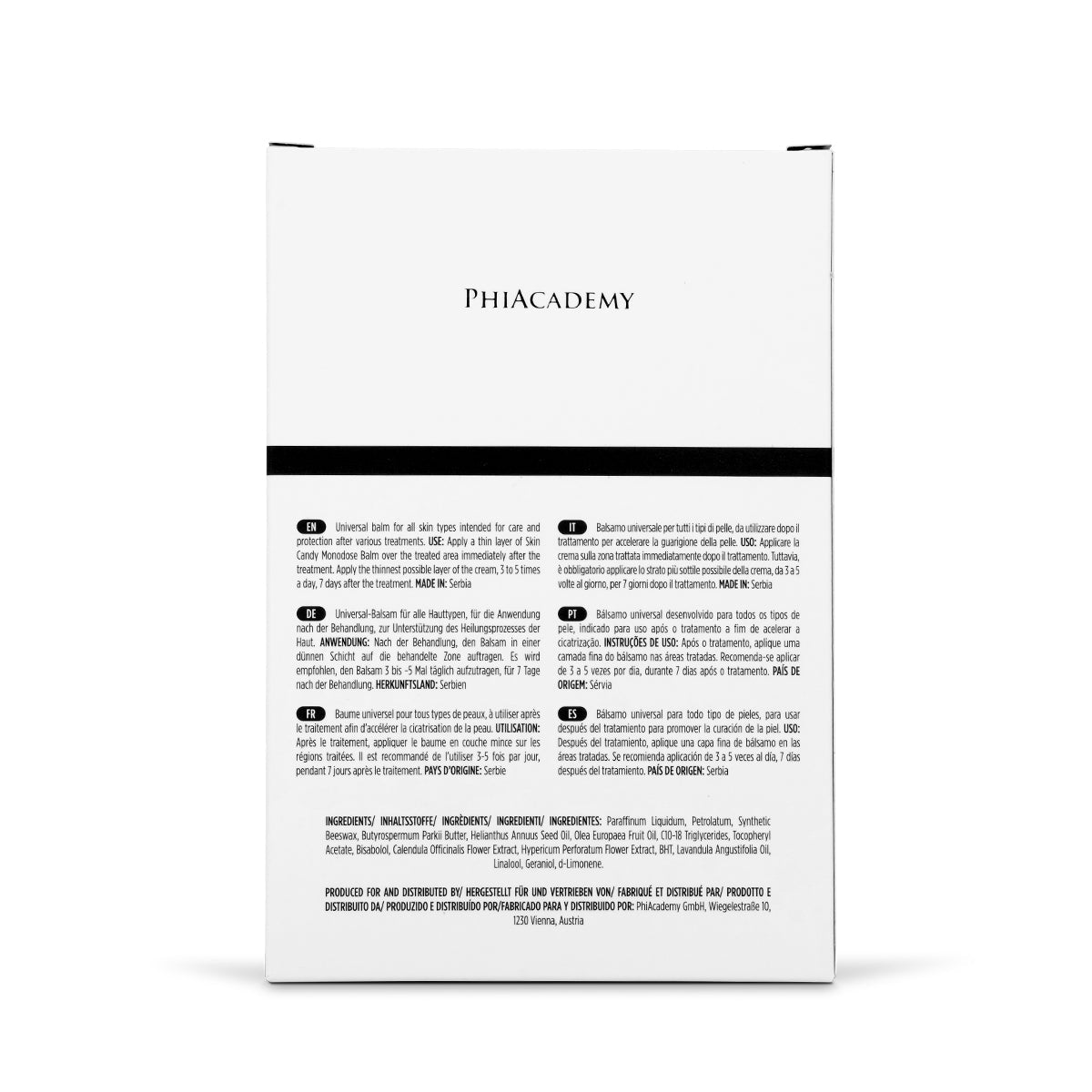 PhiAcademy Skin Candy Monodose Balm 1ml 50pcs — 50-portion monodose balm carton reverse