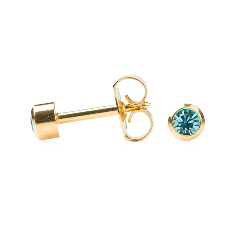 Studex March Aquamarine Bezel Earring - BVShop