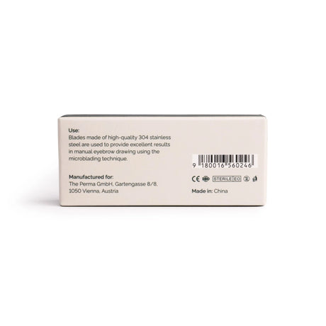 Set of 50 The Perma Microblading Blades U18 0.18mm, thin precision blades for eyebrow microblading procedures.