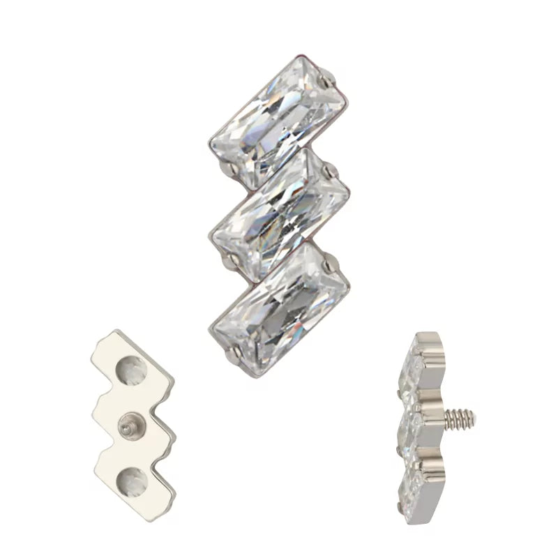 Titanium Ring Tips 3 Rectangle Bezel - BVShop