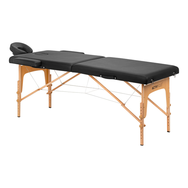 WOODEN FOLDING MASSAGE TABLE COMFORT ACTIV FIZJO LUX 2-SECTIONS 190X70 BLACK - BVShop