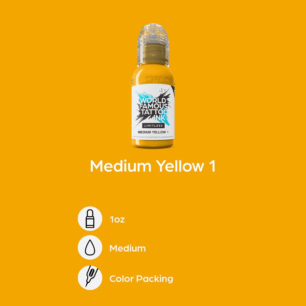 World Famous Limitless Tattoo Ink Medium Yellow 1 30ml - BVShop